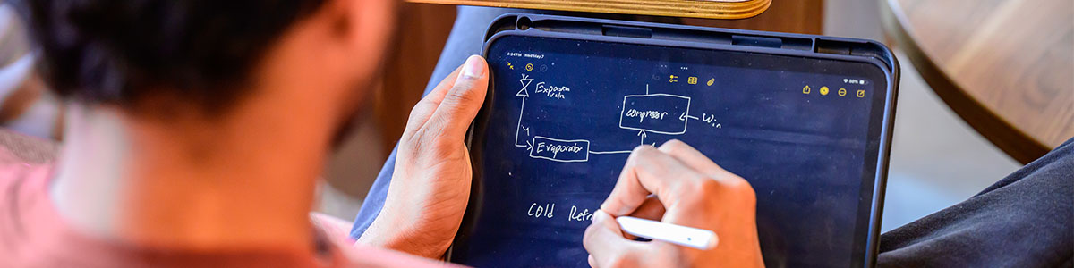 Student Working on Tablet