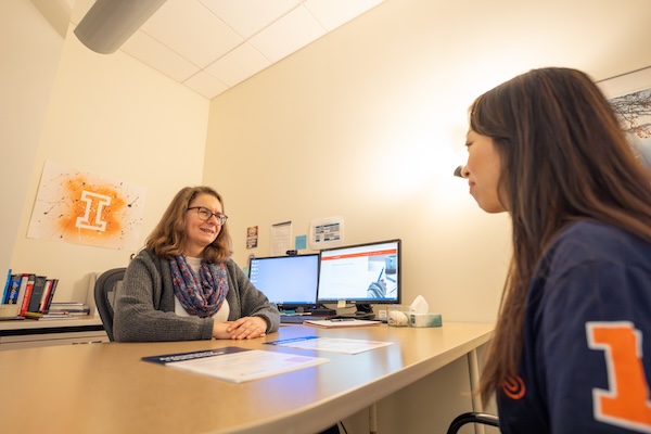 Gies student with an advisor