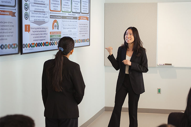 Gies student giving presentation