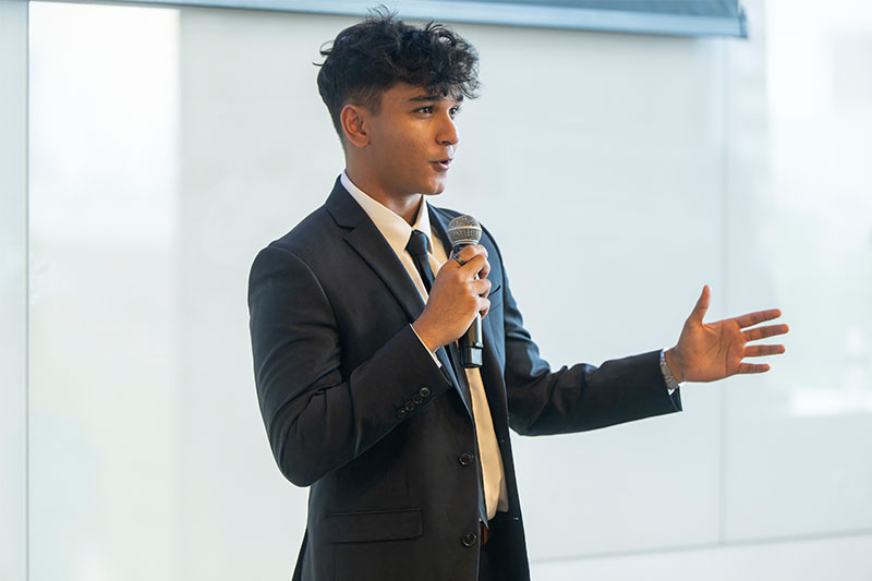 Gies student giving presentation