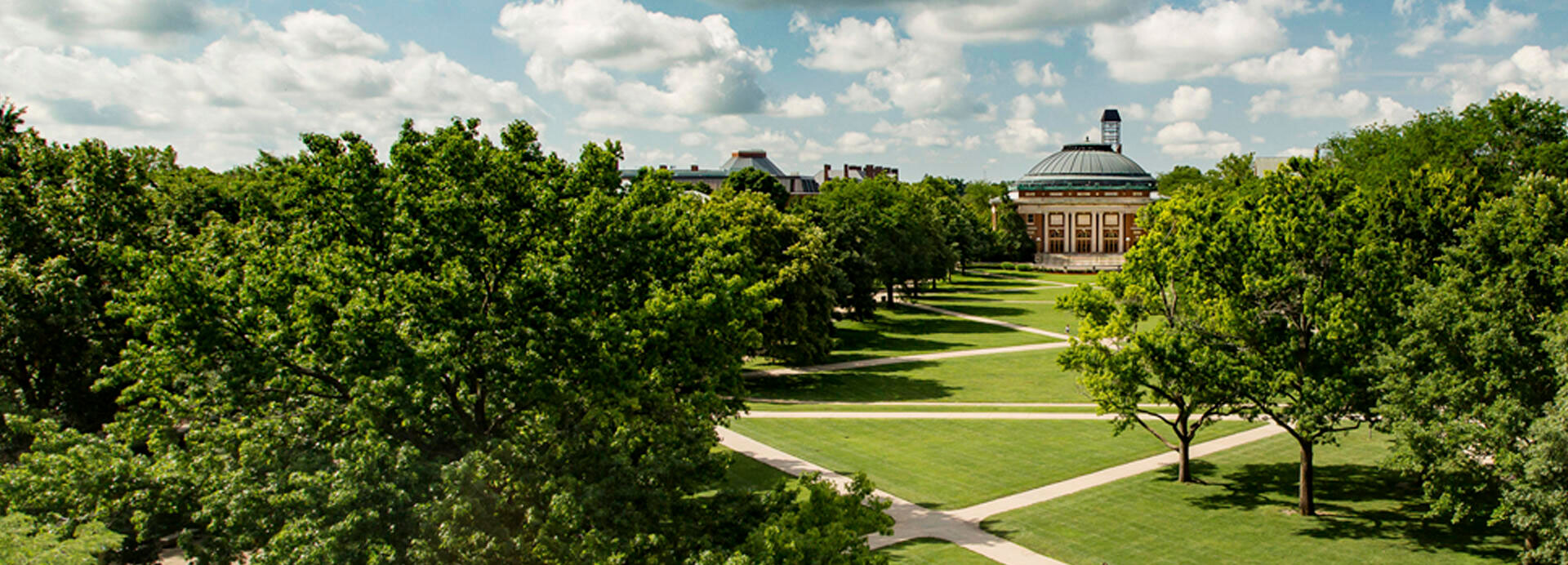 Aerial view of the University of Illinois quad