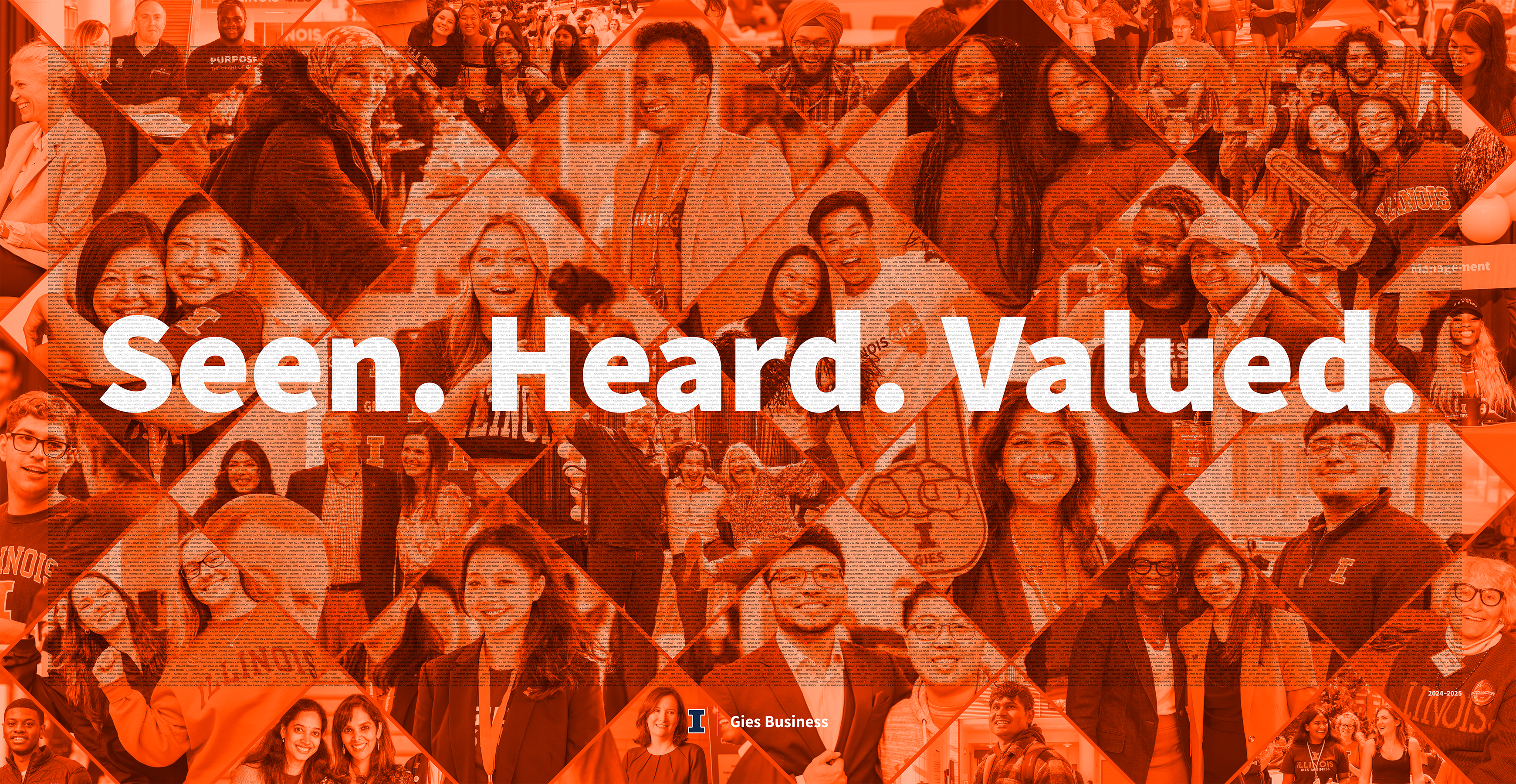 Poster from BIF Entryway with the words "Seen. Heard. Valued."