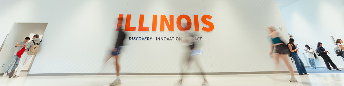 Illinois wordmark in Wymer Hall