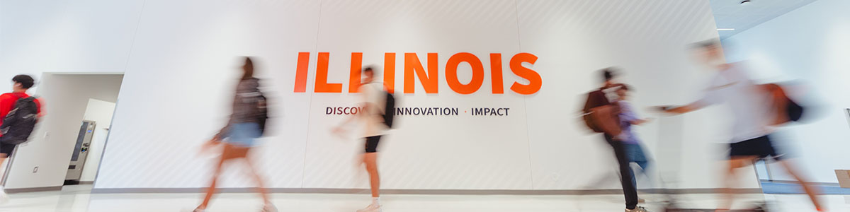 Illinois wordmark in Wymer Hall